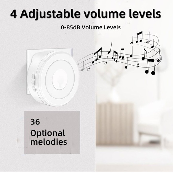 Wireless Doorbell No Battery Required, Self-Powered Door Chime Kit NWT - Picture 4 of 9